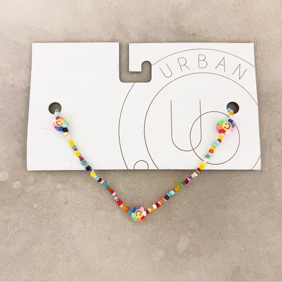 NWT Urban Outfitters Rainbow Smiley Bead Necklace - Picture 1 of 3